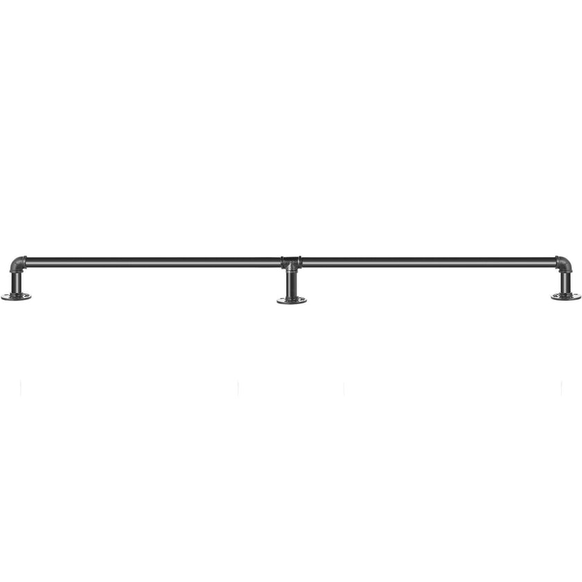 VEVOR Pipe Stair Handrail, 4FT Staircase Handrail, 440LBS Load Capacity Carbon Steel Pipe Handrail, Industrial Pipe Handrail with Wall Mount Support, Round Corner Wall Handrailings for Indoor, Outdoor