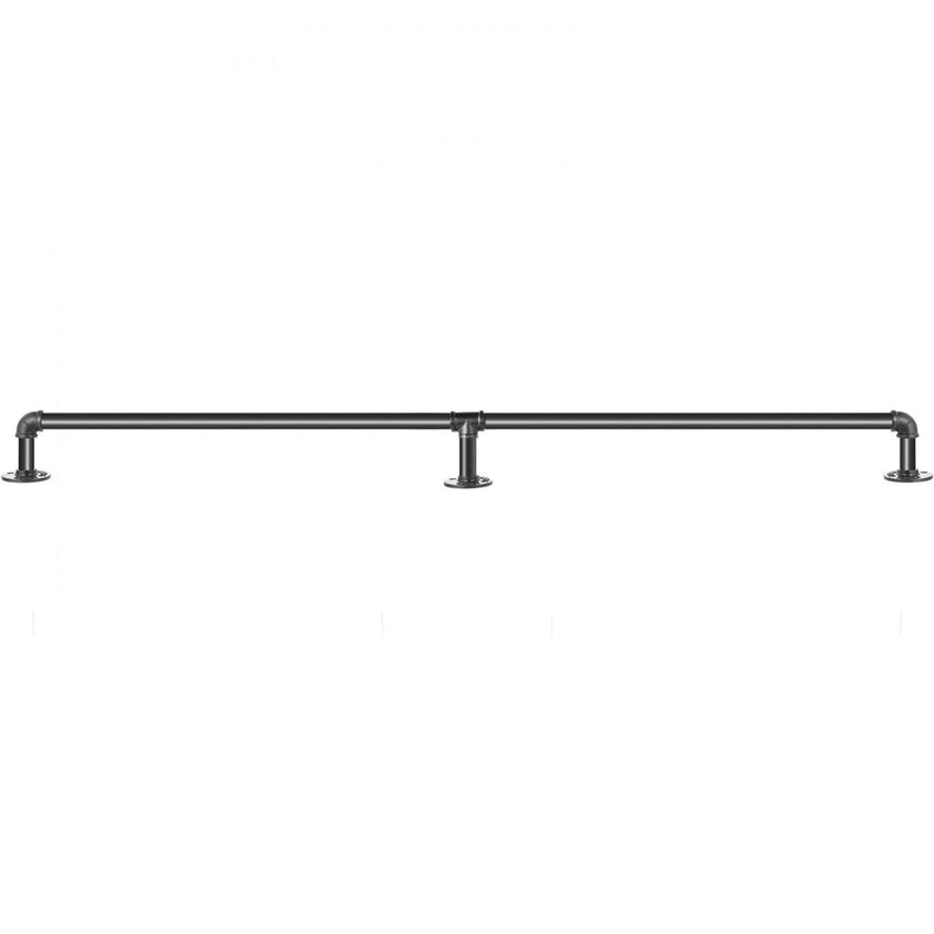 VEVOR Pipe Stair Handrail, 7FT Staircase Handrail, 440LBS Load Capacity Carbon Steel Pipe Handrail, Industrial Pipe Handrail with Wall Mount Support, Round Corner Wall Handrailings for Indoor, Outdoor