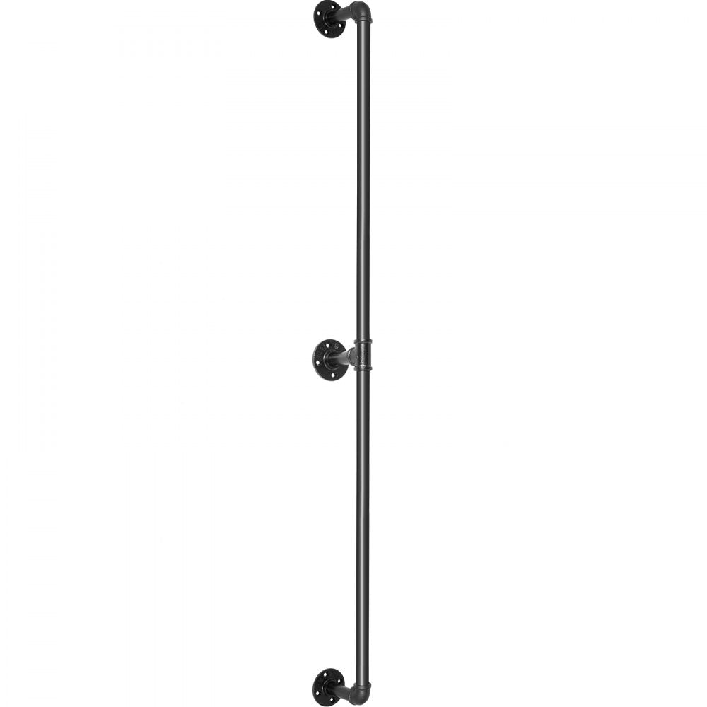 VEVOR Pipe Stair Handrail, 7FT Staircase Handrail, 440LBS Load Capacity Carbon Steel Pipe Handrail, Industrial Pipe Handrail with Wall Mount Support, Round Corner Wall Handrailings for Indoor, Outdoor
