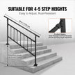 VEVOR Outdoor Stair Railing, Fits for 1-4 Steps Transitional Wrought Iron Handrail, Adjustable Exterior Stair Railing, Handrails for Concrete Steps with Installation Kit, Matte Black Outdoor Handrail