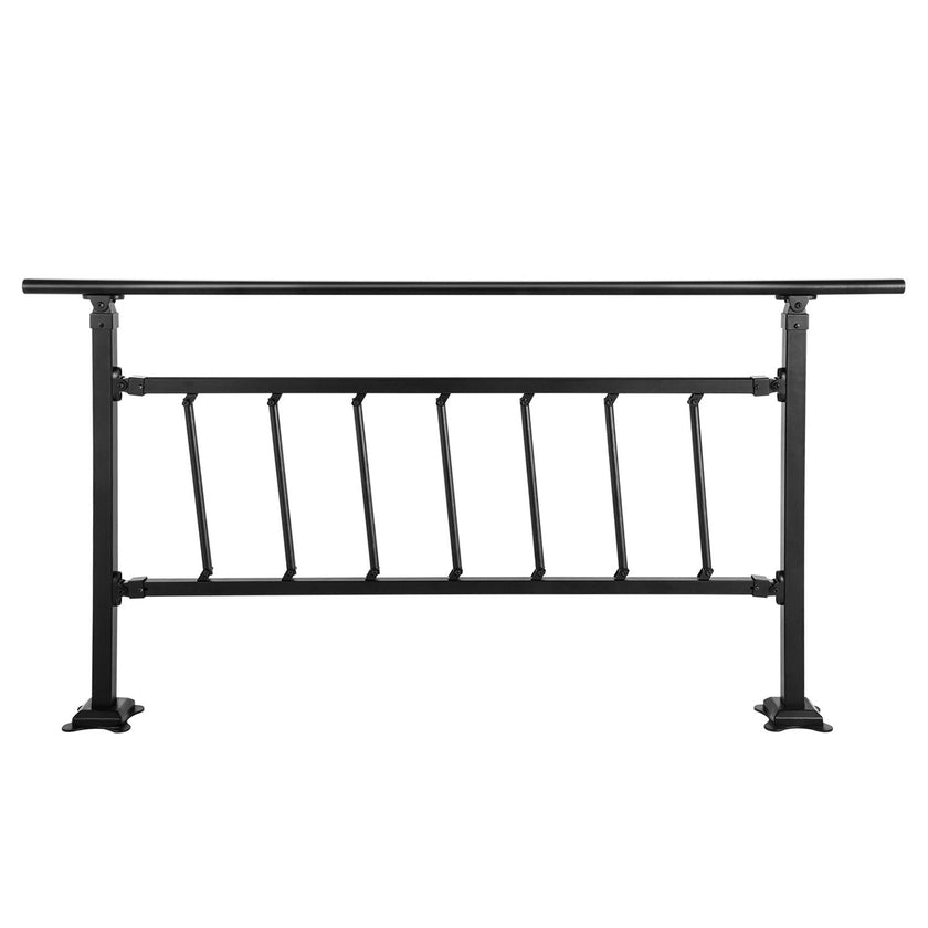 VEVOR Outdoor Stair Railing, Fits for 1-4 Steps Transitional Wrought Iron Handrail, Adjustable Exterior Stair Railing, Handrails for Concrete Steps with Installation Kit, Matte Black Outdoor Handrail