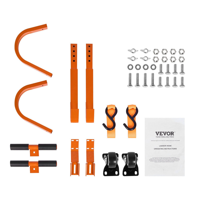 VEVOR Ladder Roof Hook Stabilizer 2 Pack with Wheel Rubber Grip T-Bar Steel