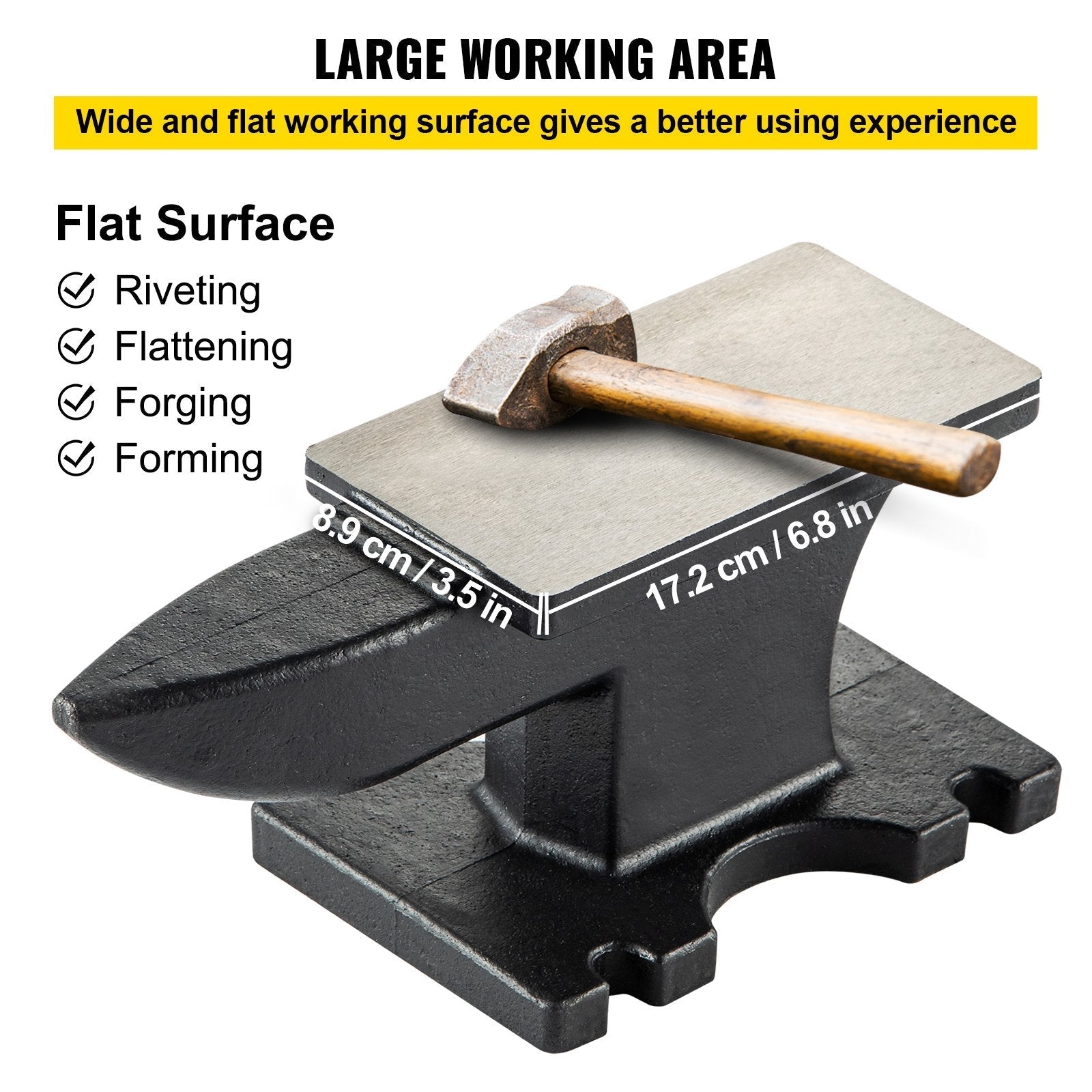 VEVOR Cast Iron Anvil, 25 Lbs(11kg) Single Horn Anvil with 6.8 x 3.5 inch Countertop and Stable Base, High Hardness Rugged Round Horn Anvil Blacksmith, for Bending, Shaping