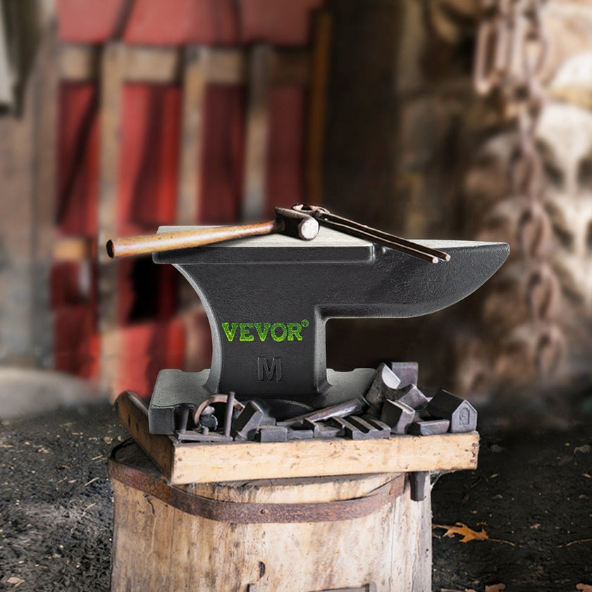 VEVOR Cast Iron Anvil, 25 Lbs(11kg) Single Horn Anvil with 6.8 x 3.5 inch Countertop and Stable Base, High Hardness Rugged Round Horn Anvil Blacksmith, for Bending, Shaping