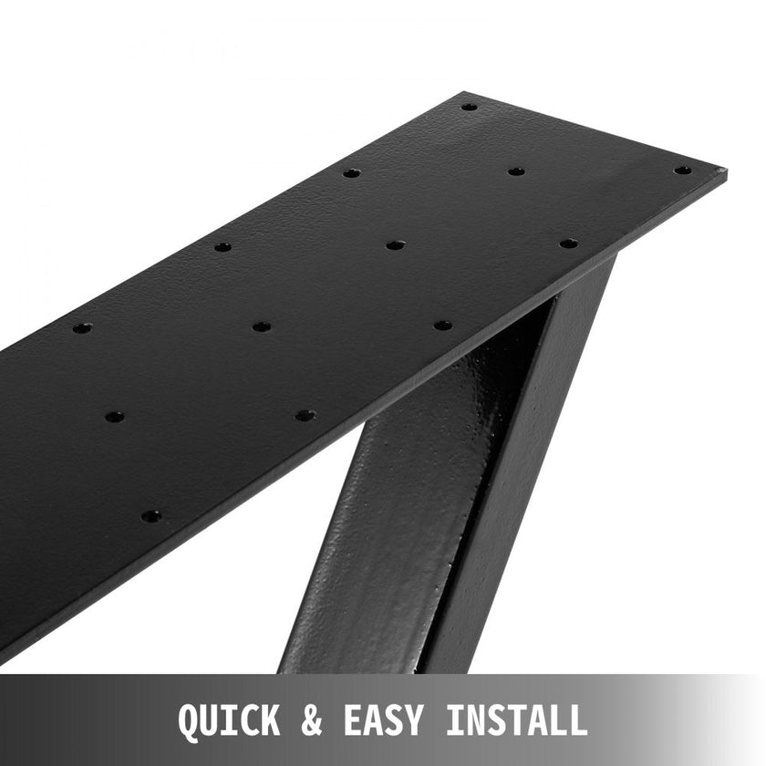 VEVOR Metal Table Legs Set of 2 Dining Table Legs Black Desk Legs, 28? Height 20? Width Heavy Duty Bench Legs Zig Zag Style Coffee Table Legs Base Modern DIY Steel Table Legs