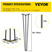 VEVOR Table Legs 16 inch Black Set of 4 Desk Legs Each 220lbs Capacity Hairpin Desk Legs 3 Rods for Bench Desk Dining End Table Chairs Carbon Steel DIY Table Legs Heavy Duty Furniture Legs