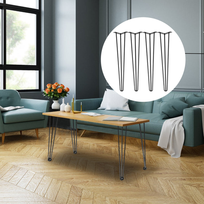 VEVOR Hairpin Table Legs 20 inch, Set of 4 DIY Desk Table Legs 3 Rods Heavy Duty