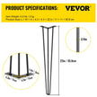 VEVOR Hairpin Table Legs 22 inch, Set of 4 DIY Desk Table Legs 3 Rods Heavy Duty