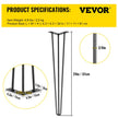 VEVOR Hairpin Table Legs 24 inch, Set of 4 DIY Desk Table Legs 3 Rods Heavy Duty