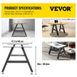 VEVOR Metal Table Legs 16 x 17.7 inch A-Shaped Desk Legs Set of 2 Heavy Duty Bench Legs Rustic Metal Furniture Legs Wrought Iron Coffee Table Legs Home DIY for Dining Table w/ Floor Protectors Black
