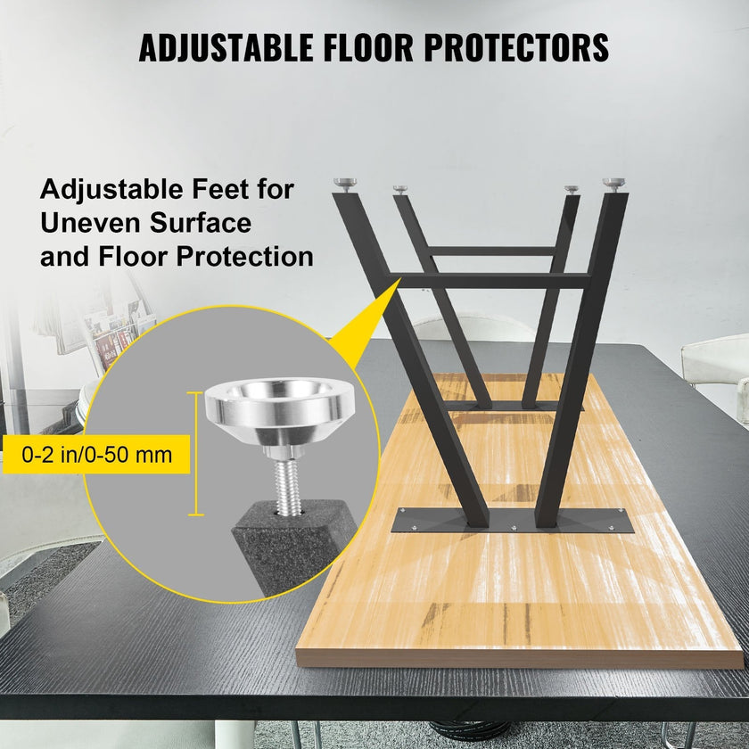 VEVOR Metal Table Legs 28 x 17.7 inch A-Shaped Desk Legs Set of 2 Heavy Duty Bench Legs Rustic Metal Furniture Legs Wrought Iron Coffee Table Legs Home DIY for Dining Table w/ Floor Protectors Black
