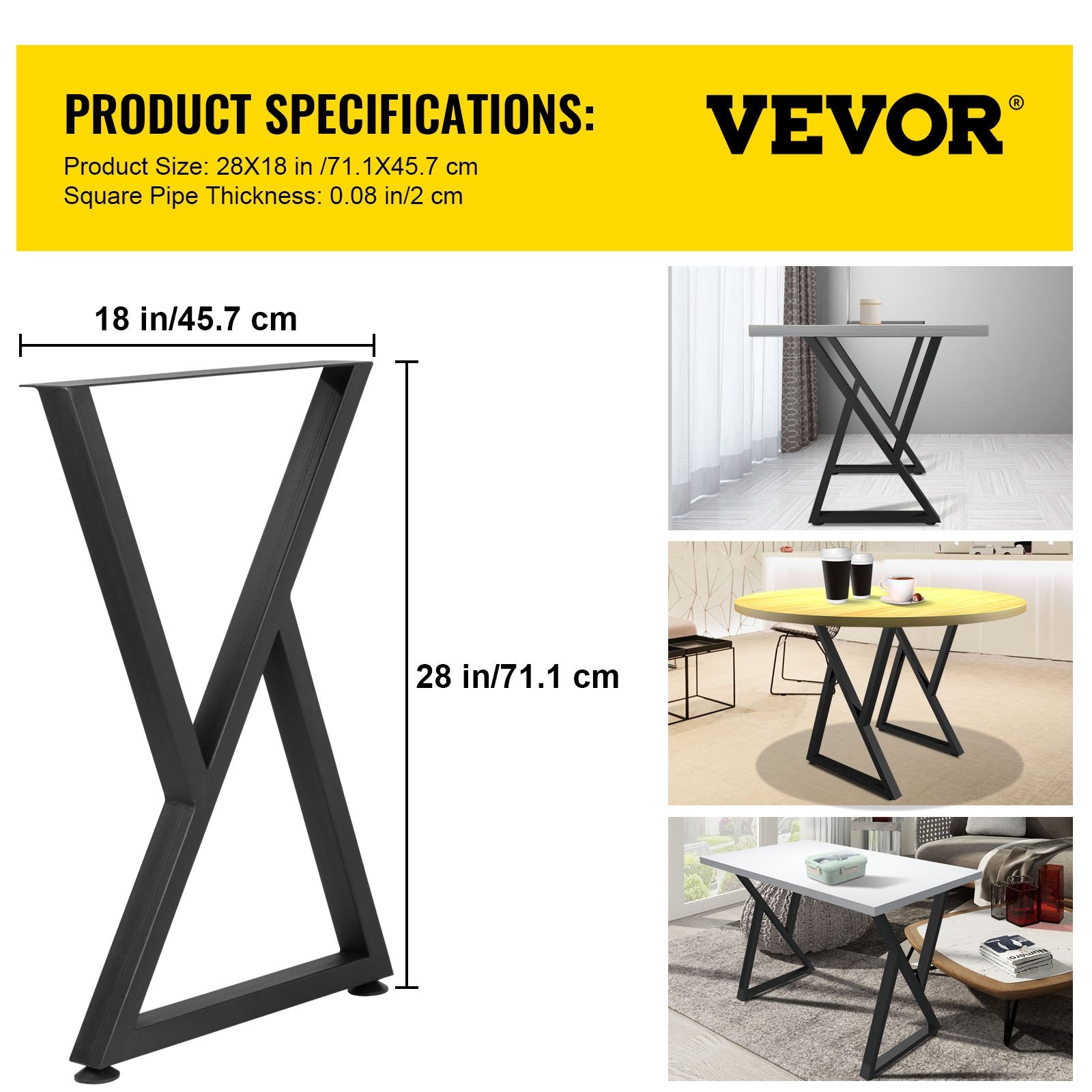 VEVOR Z Shape Metal Table Legs Dining Table Legs 28