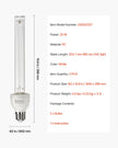 VEVOR UV Light Bulb 2 Pack 25W Replacement Ultraviolet UVC Lamp with Ozone UVO