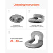 VEVOR Reading Pillow Large Size U-Shaped Sitting up Pillow with Soft Velvet Grey