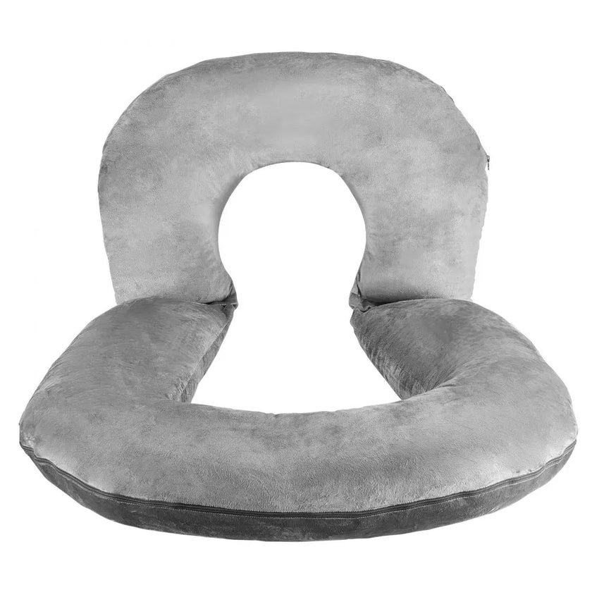 VEVOR Reading Pillow Large Size U-Shaped Sitting up Pillow with Soft Velvet Grey