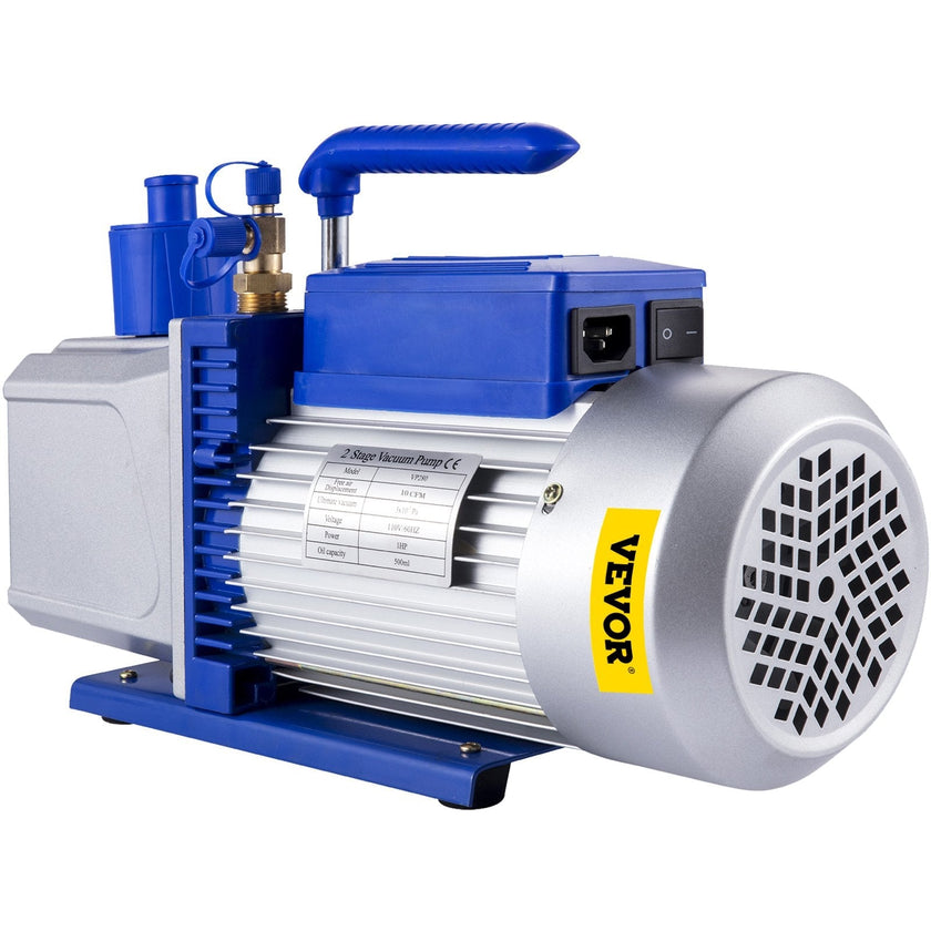 VEVOR Vacuum Pump 12CFM 1HP Vane Vacuum Pump Two Stage 3 x 10-1 Pa Ultimate HVAC Rotary Auto AC Refrigerant Vacuum Pump, for Automobile Reparation Vacuum Evacuation