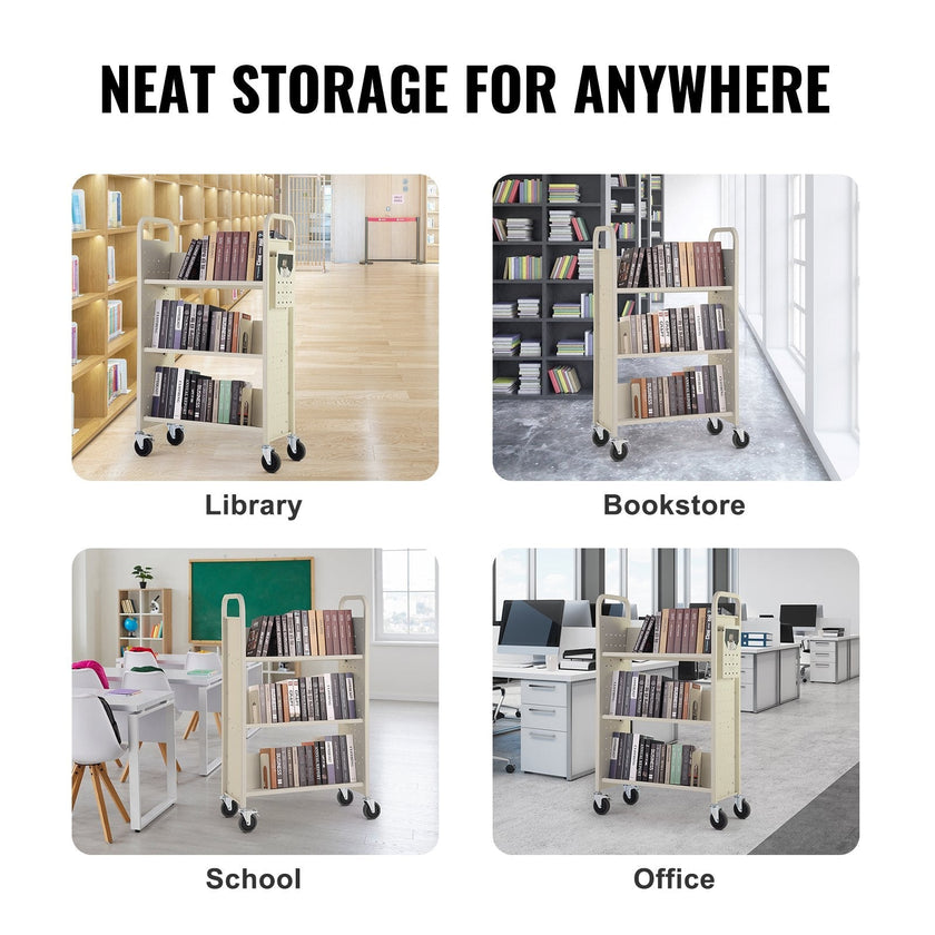 VEVOR Book Cart, 330 lbs Library Cart, 31.1