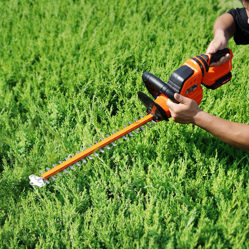VEVOR 20V Cordless Hedge Trimmer, 18 inch Double-edged Steel Blade, Hedge Trimmer Kit 20V Battery, Fast Charger, and Blade Cover Included, 180° Rotating Head