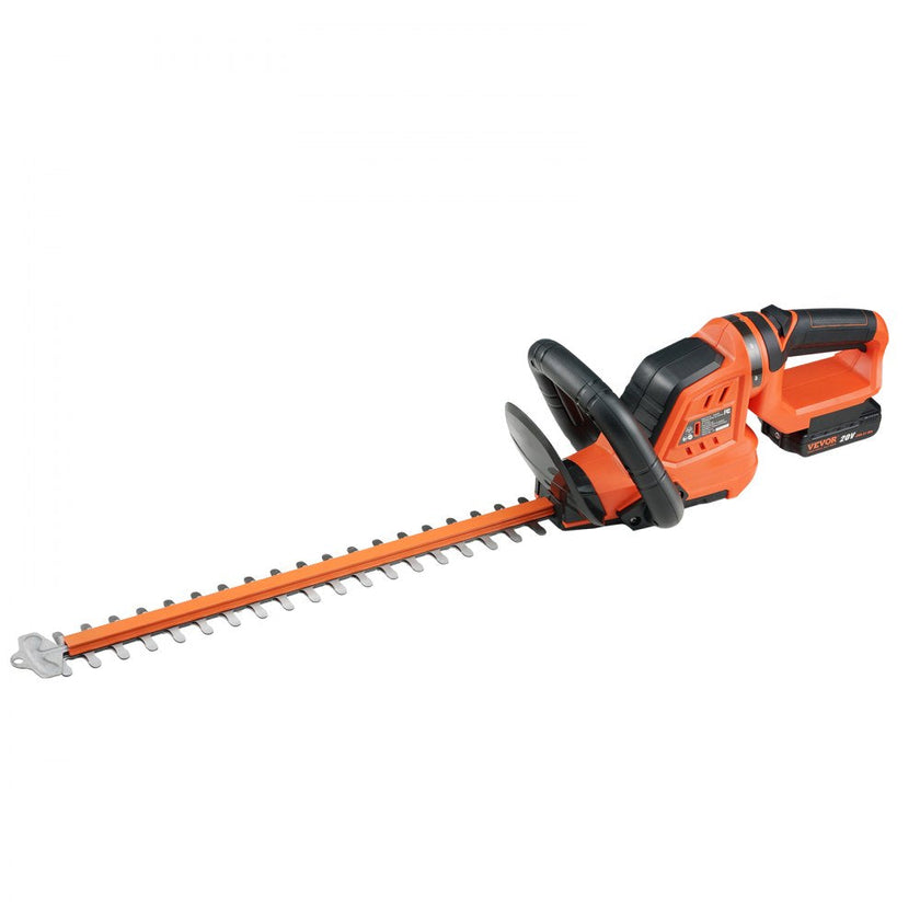VEVOR 20V Cordless Hedge Trimmer, 18 inch Double-edged Steel Blade, Hedge Trimmer Kit 20V Battery, Fast Charger, and Blade Cover Included, 180° Rotating Head
