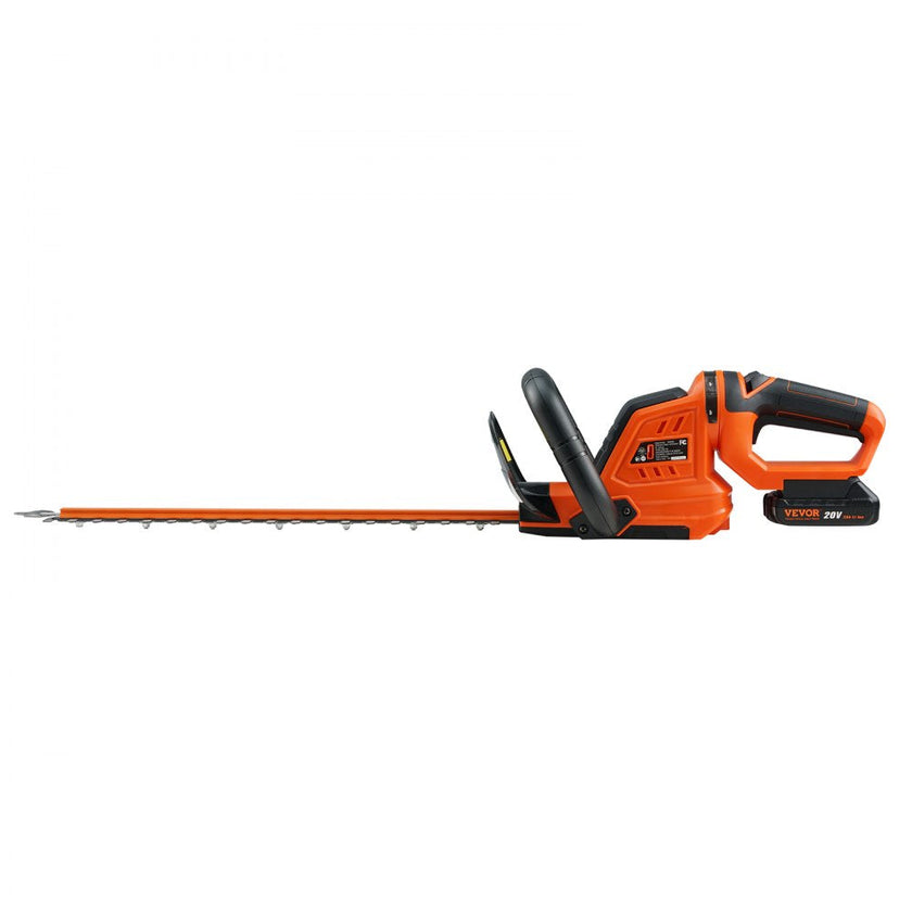 VEVOR 20V Cordless Hedge Trimmer, 18 inch Double-edged Steel Blade, Hedge Trimmer Kit 20V Battery, Fast Charger, and Blade Cover Included, 180° Rotating Head