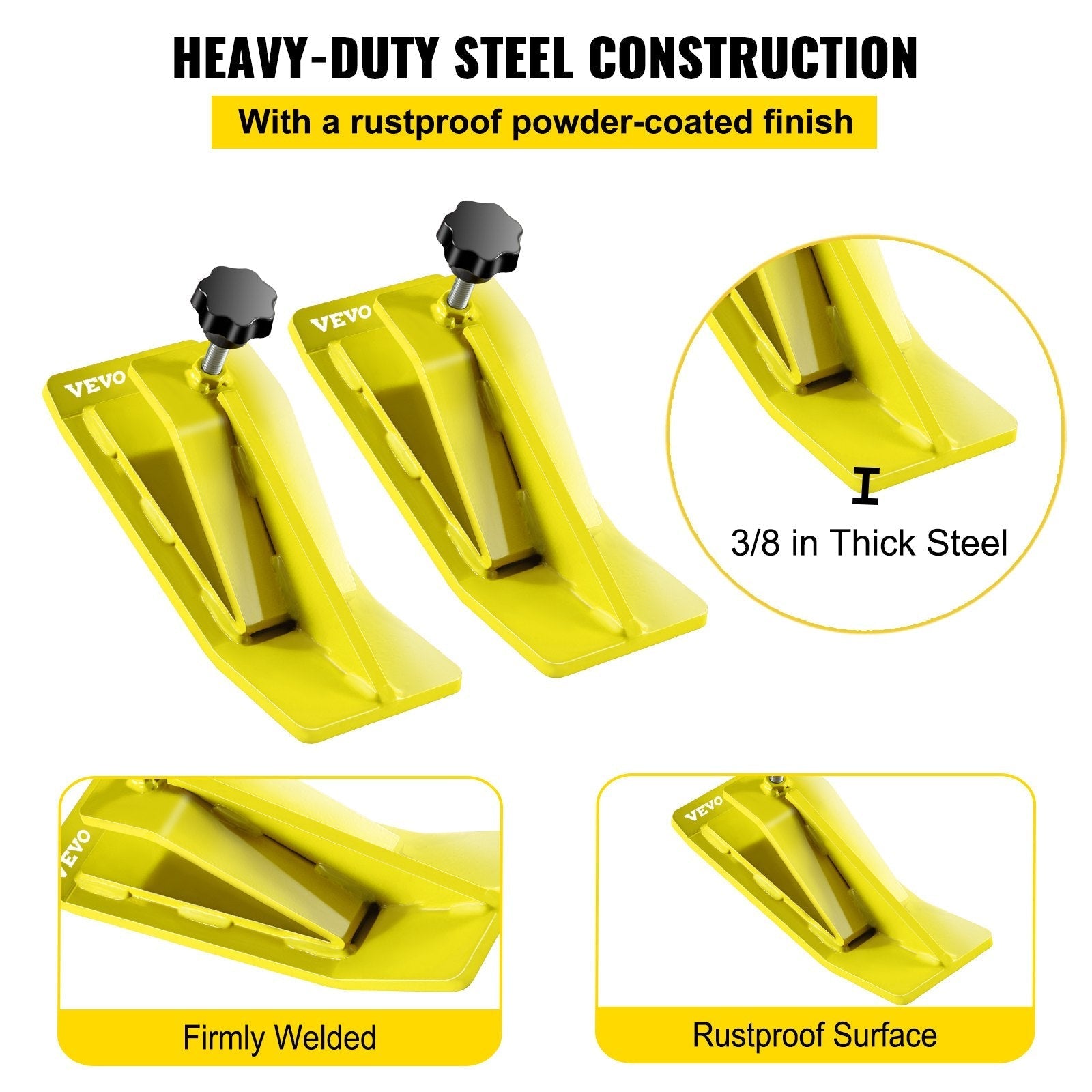 VEVOR 2pcs Tractor Bucket Protector Ski Edge Tamer Protector Snow Removal Yellow