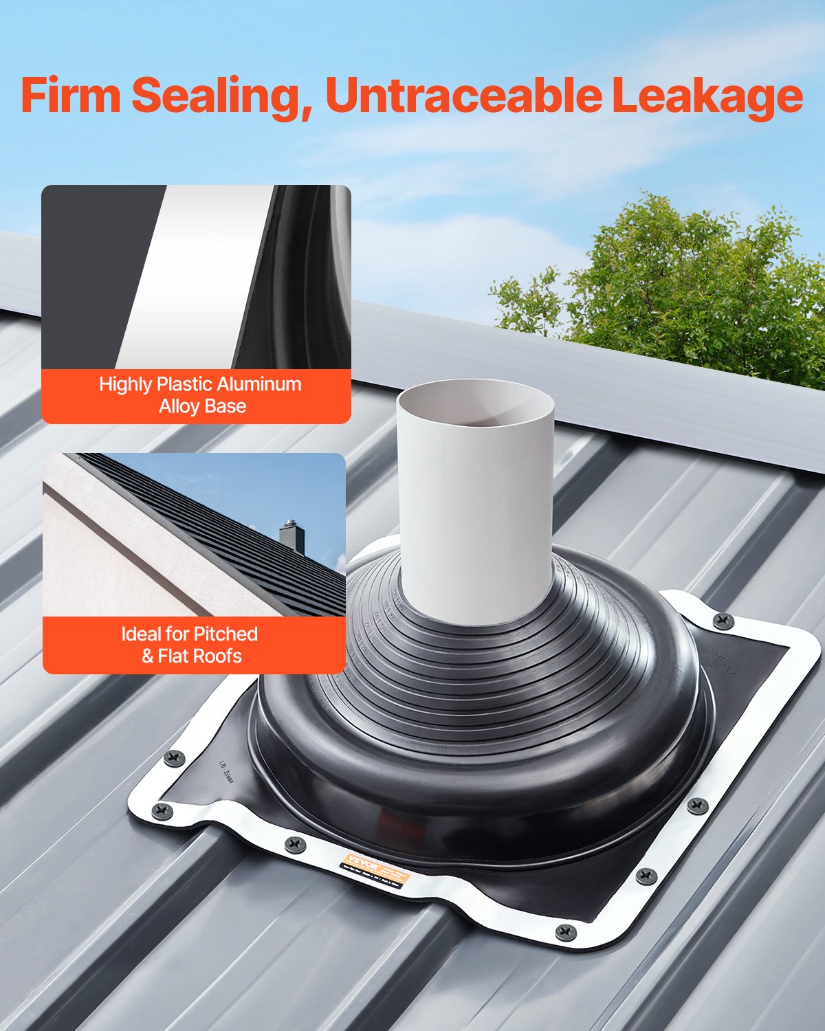 VEVOR 2 Pcs Metal Roof Pipe Flashing Boots Fit 6-3/4