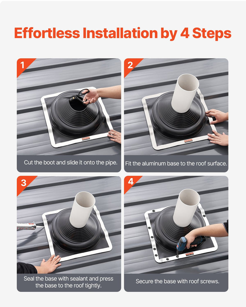 VEVOR 2 Pcs Metal Roof Pipe Flashing Boots Fit 6-3/4