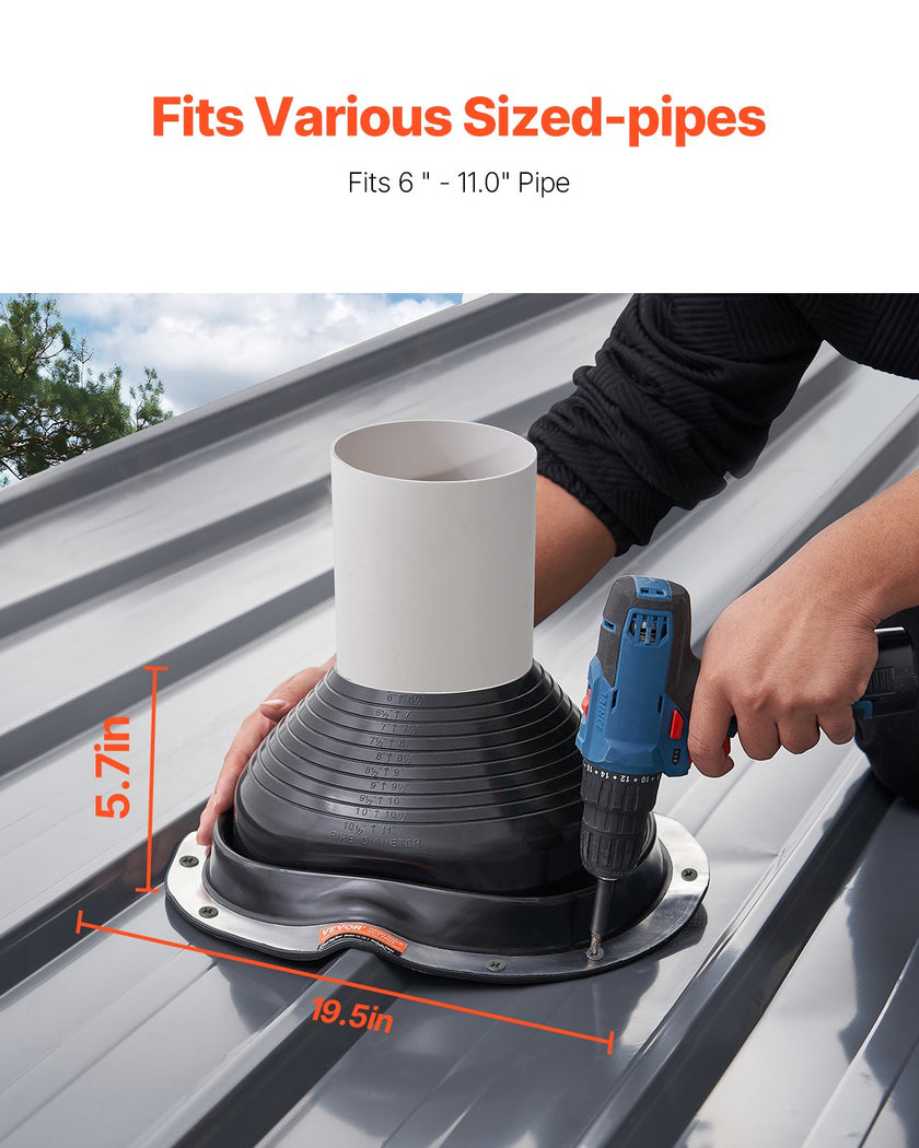 VEVOR 2 Pcs Metal Roof Pipe Flashing Boots Fit 6