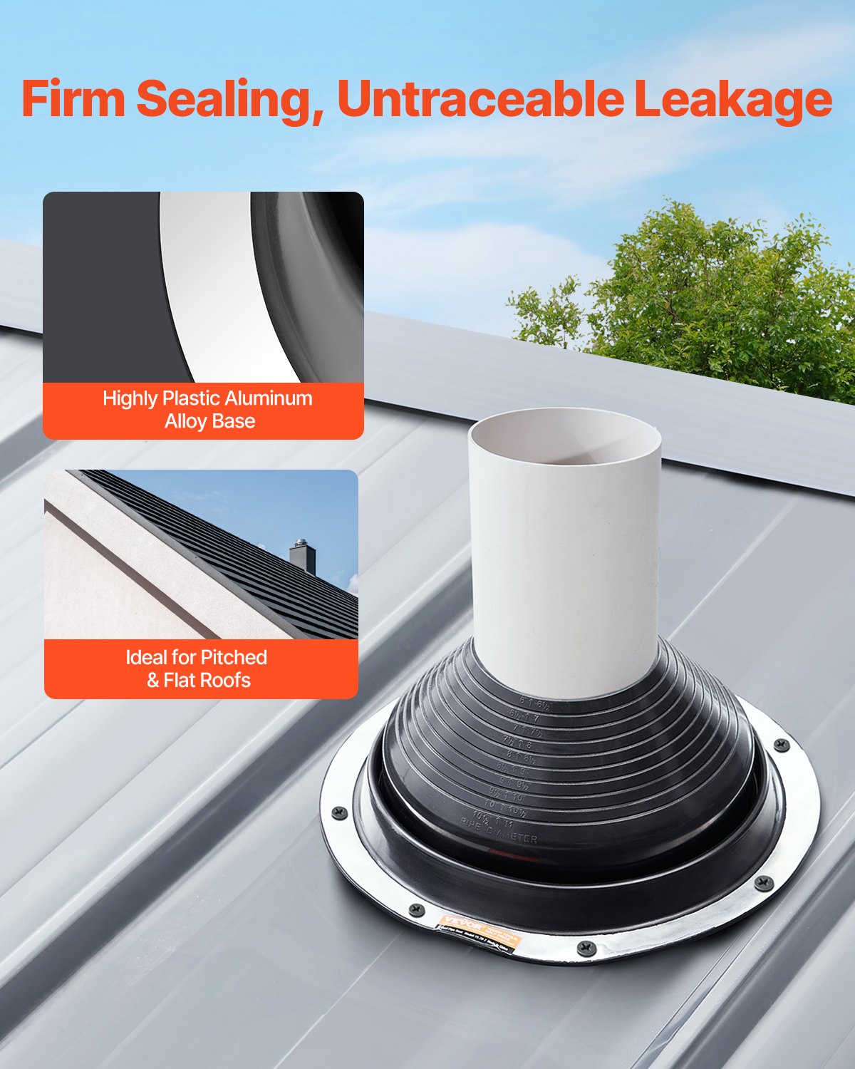 VEVOR 2 Pcs Metal Roof Pipe Flashing Boots Fit 6