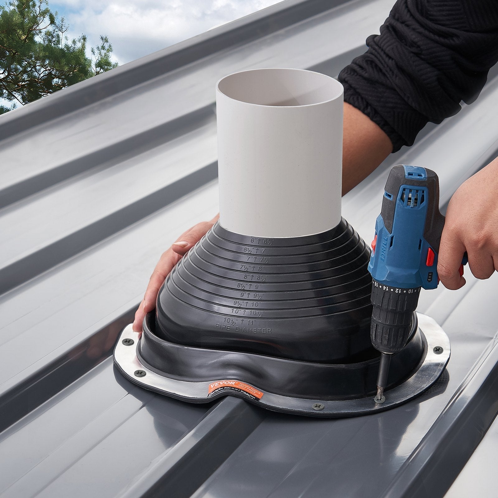 VEVOR 2 Pcs Metal Roof Pipe Flashing Boots Fit 6