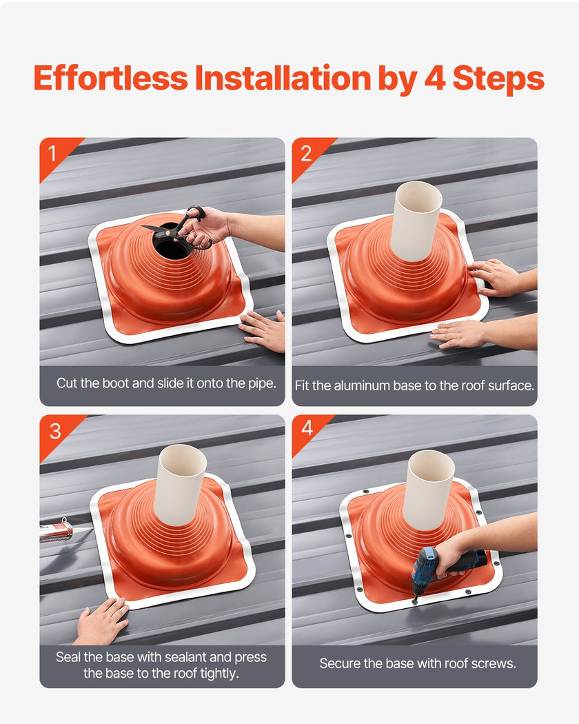 VEVOR 2 Pcs Metal Roof Pipe Flashing Boot Fit 6-1/4