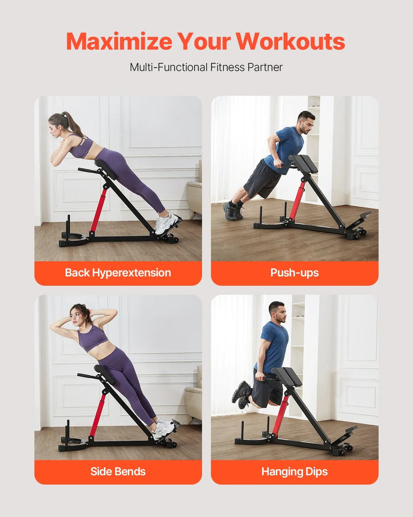 VEVOR Roman Chair Back Extension Hyperextension Bench Multi-Function Adjustable
