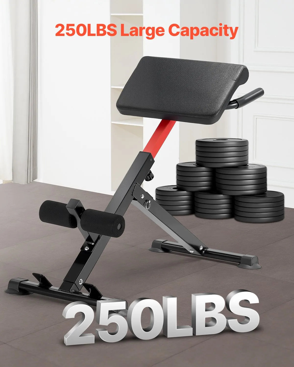 VEVOR Roman Chair Back Extension Hyperextension Bench Adjustable Foldable Gym