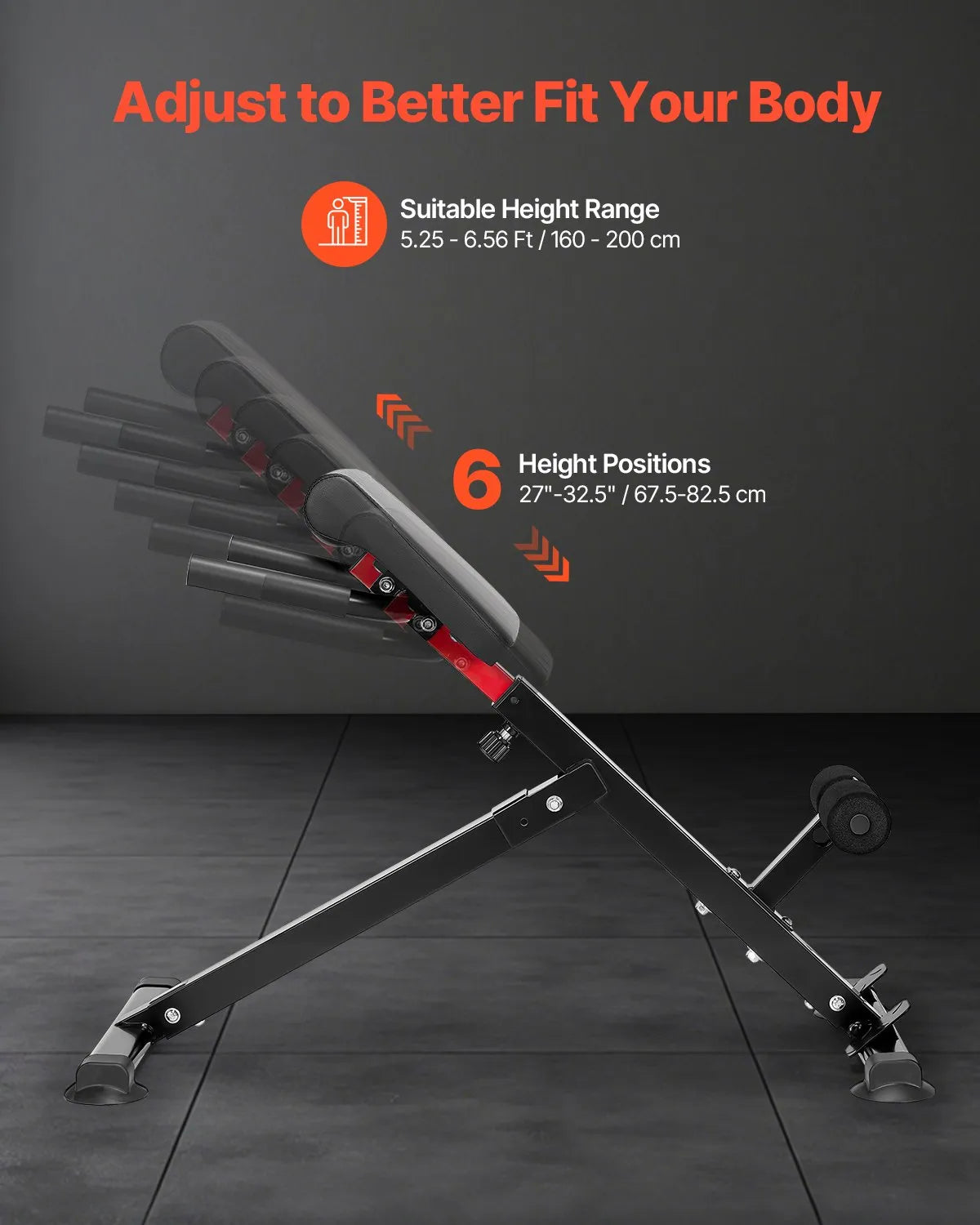 VEVOR Roman Chair Back Extension Hyperextension Bench Adjustable Foldable Gym