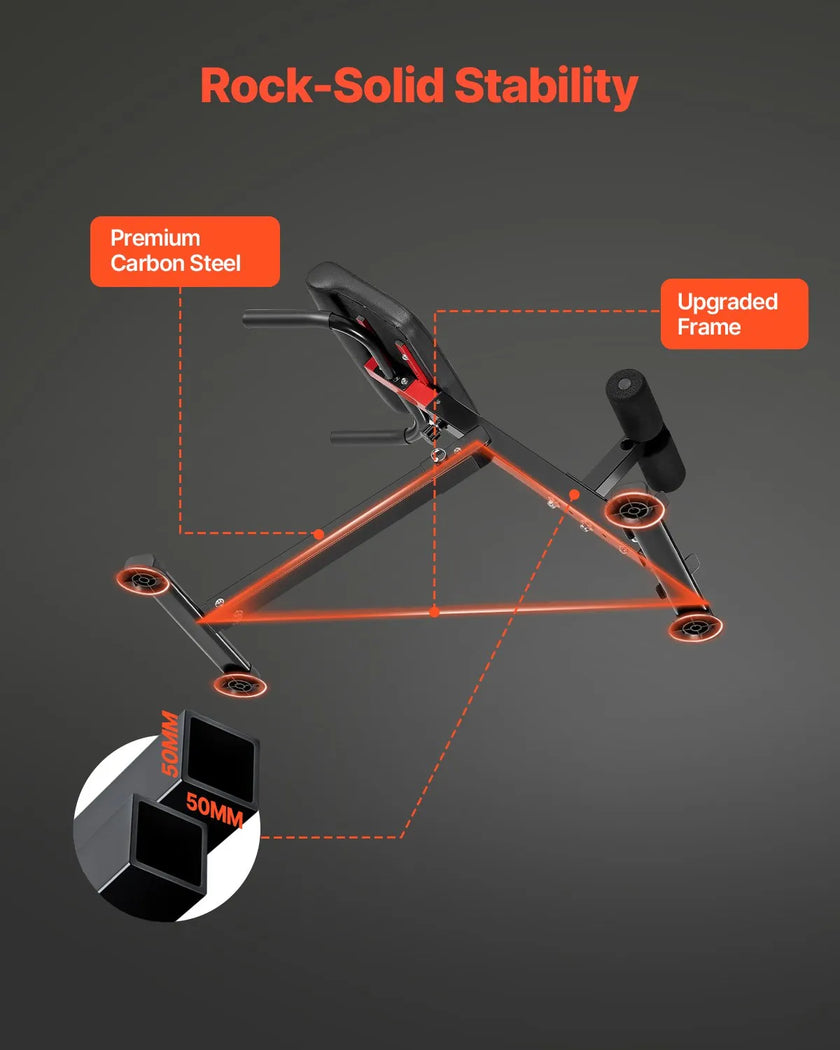 VEVOR Roman Chair Back Extension Hyperextension Bench Adjustable Foldable Gym