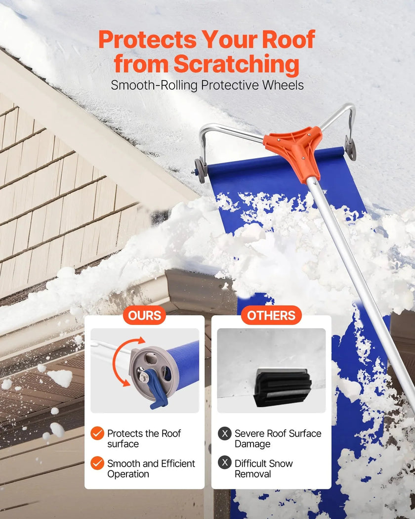 VEVOR Snow Roof Rake, 17 in Aluminum Blade, 4.1-17.2 ft Adjustable Roof Snow Scraper with Wheels & Slide, Lightweight Snows Removal Tool for House Rooftop Leaves Debris Clearing