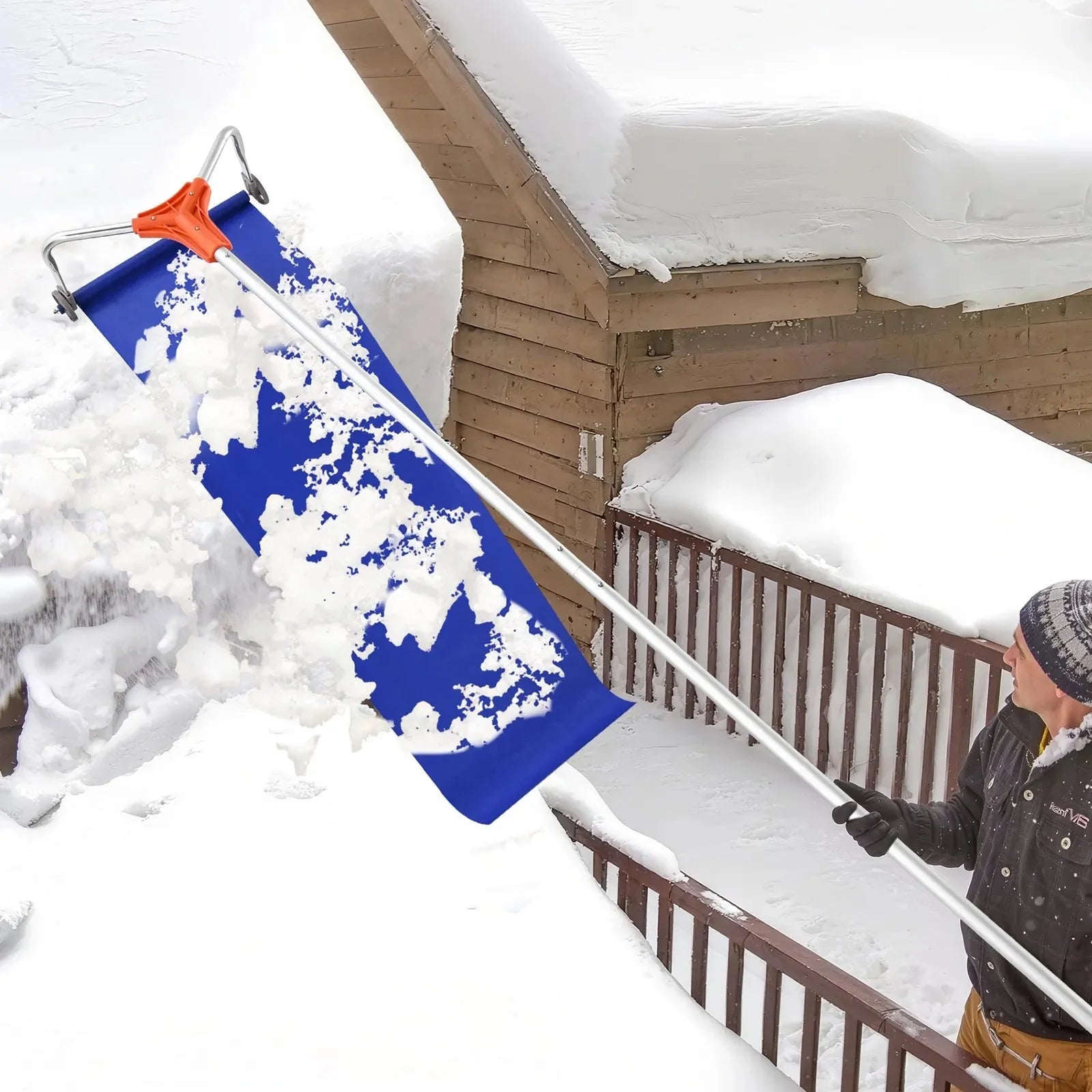 VEVOR Snow Roof Rake, 17 in Aluminum Blade, 4.1-17.2 ft Adjustable Roof Snow Scraper with Wheels & Slide, Lightweight Snows Removal Tool for House Rooftop Leaves Debris Clearing