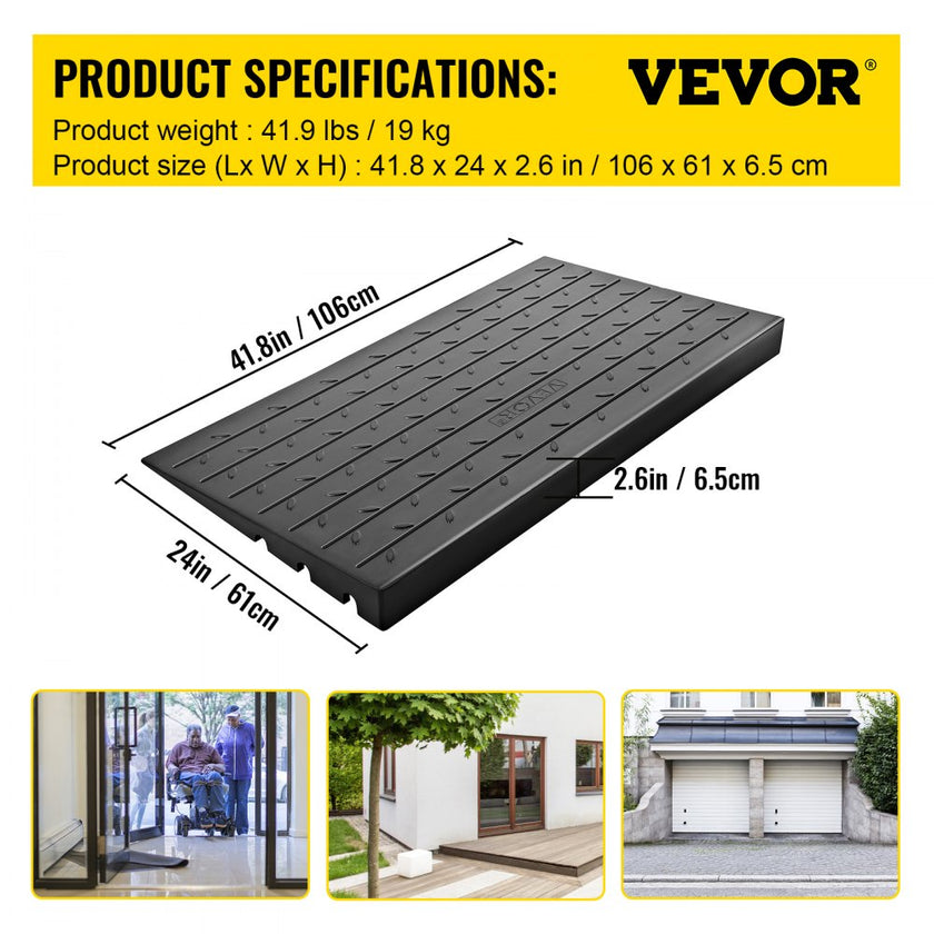 VEVOR Rubber Threshold Ramp, 2.6