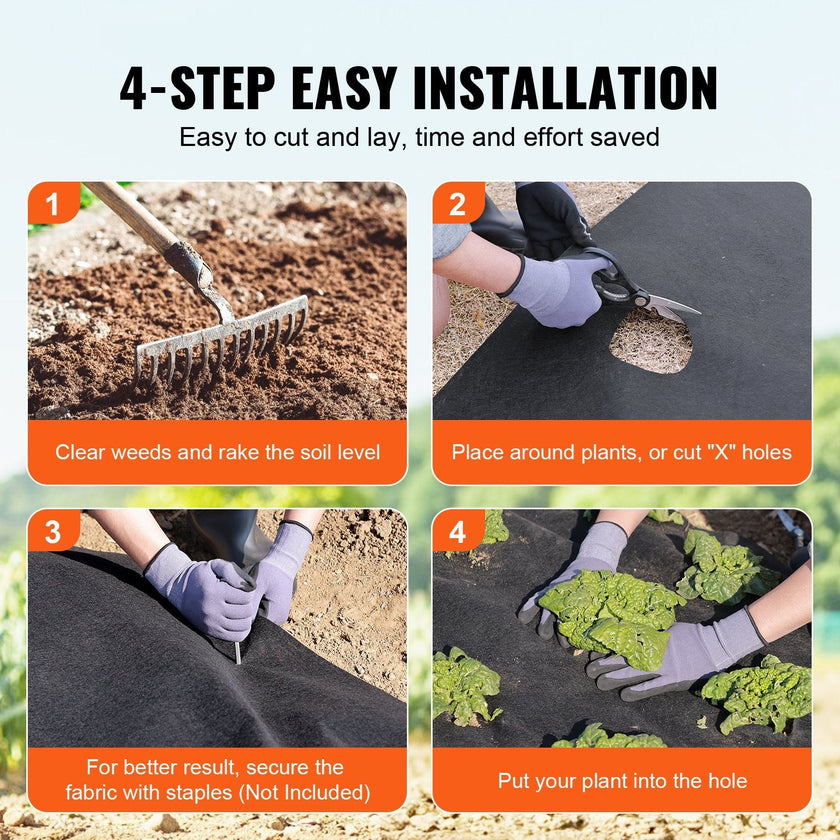 VEVOR Non Woven Geotextile Fabric Under Gravel, 4x100FT 8OZ Driveway Fabric Landscape Fabric, Heavy Duty Weed Barrier Fabric, Ground Cover Weed Control Fabric, French Drains Drainage Fabric, Black