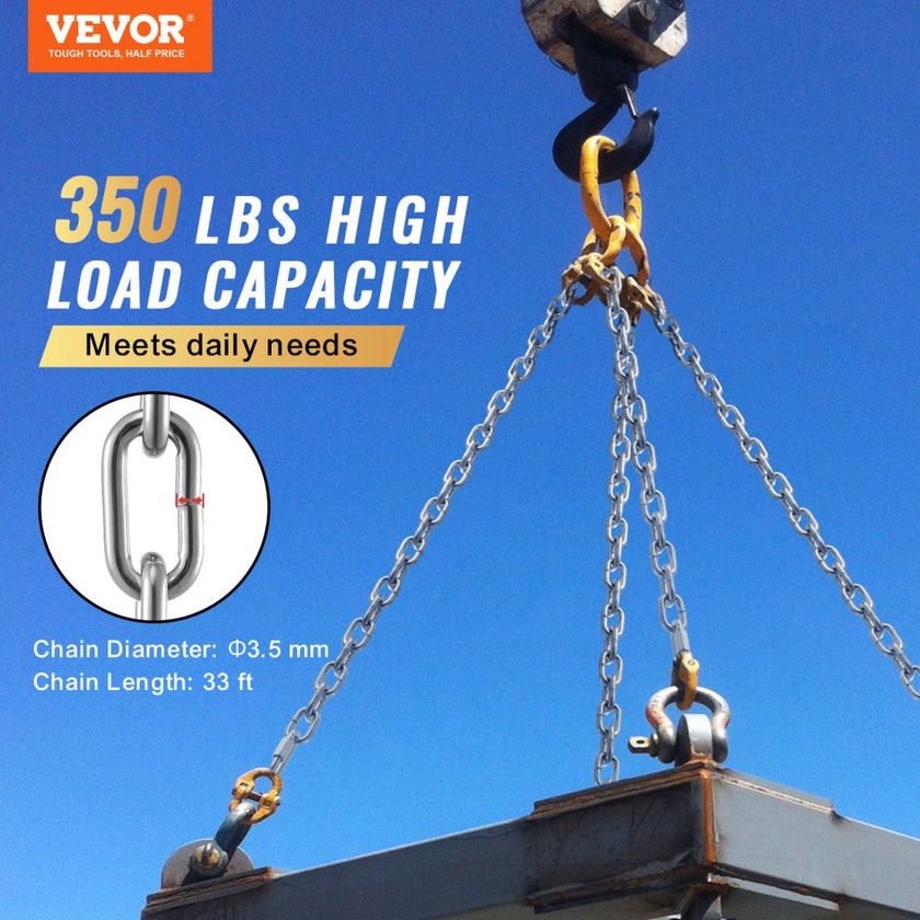 VEVOR Zinc Plated Proof Coil Chain Carbon Steel Chain Sling 1/8