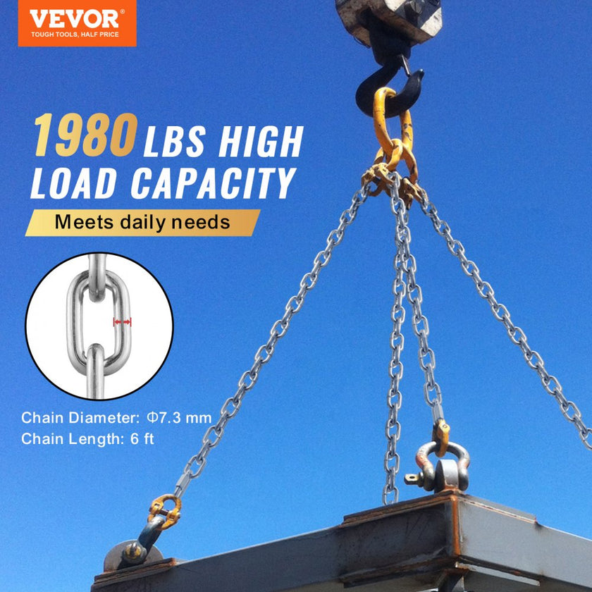 VEVOR Zinc Plated Proof Coil Chain Carbon Steel Chain Sling 5/16