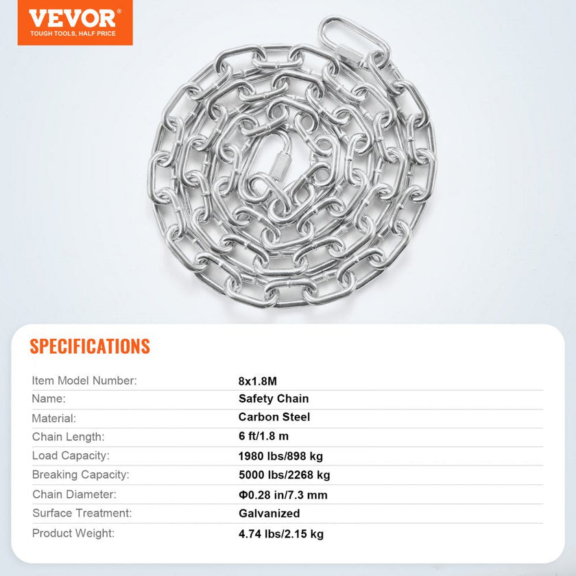 VEVOR Zinc Plated Proof Coil Chain Carbon Steel Chain Sling 5/16