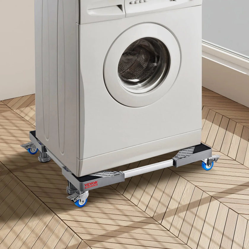 VEVOR Mini Fridge Stand, 400 lbs Load, 4 Strong Feet, 4 Locking Swivel Wheels, Washer and Dryer Pedestal, Multi-Functional Adjustable Base for Washing Machine, and Refrigerator, Universal Mobile Base