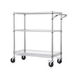 VEVOR Kitchen Utility Cart, 3 Tiers, Wire Rolling Cart with 661LBS Capacity, Steel Service Cart on Wheels, Metal Storage Trolley with 80mm Basket Curved Handle PP Liner 6 Hooks, for Indoor and Outdoor