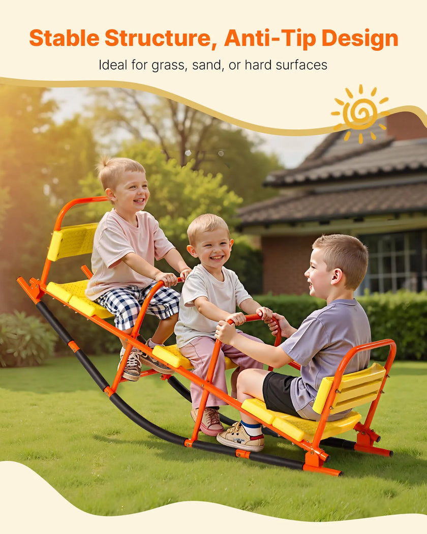 Kids 3-Seat Seesaw – Heavy Duty Metal Teeter Totter (200 lb Capacity per Seat)