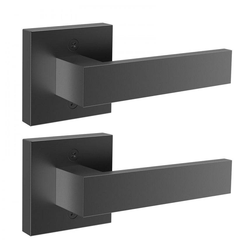 VEVOR Dummy Door Lever, 2 PCS Non-Turning Single Side Push/Pull Handle, Contemporary Square Door Lever Set, Reversible for Right and Left Sided Doors,For Pantry, Closet, and French Doors, Matte Black