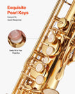 VEVOR Gold Brass Tenor Saxophone B Flat Sax Beginner Kit with Case Mouthpiece