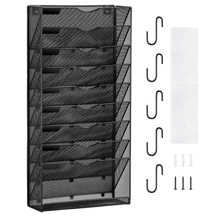VEVOR File Wall Rack Mesh Wall File Holder 1-Piece 10 Pockets for Office/School