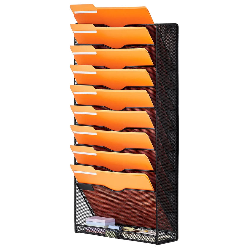 VEVOR File Wall Rack Mesh Wall File Holder 1-Piece 10 Pockets for Office/School