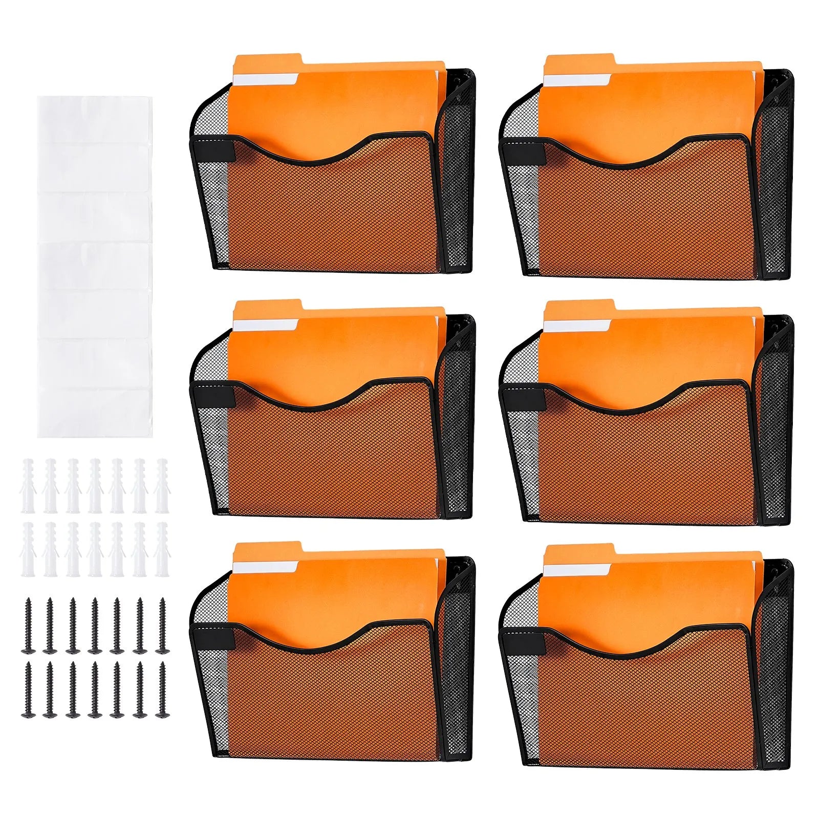 VEVOR File Wall Rack Mesh Wall File Holder 6-Piece 1 Pocket for Office & School